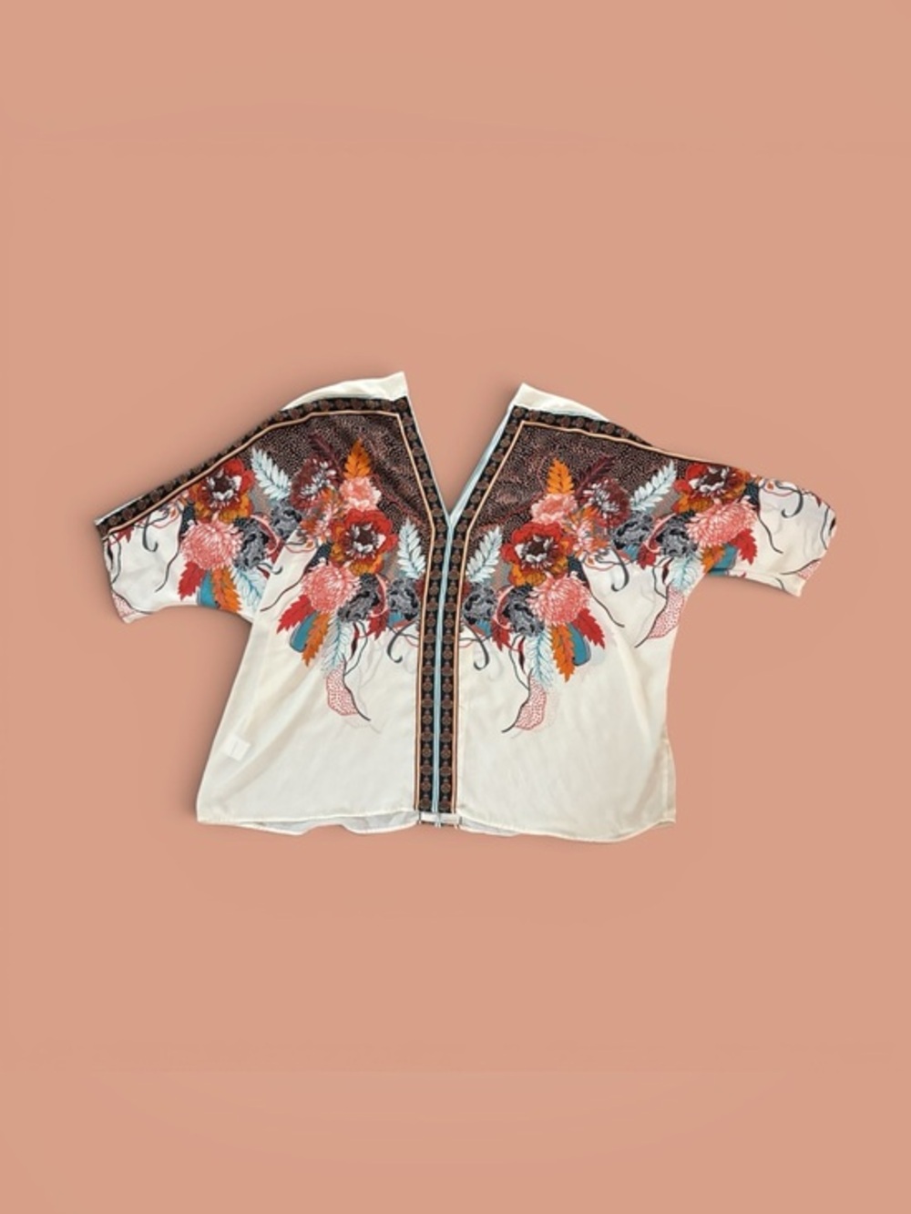 Rose & Olive Cream Floral Embroidered Boho Blouse